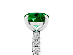 Round Cut Emerald Pavé Solitaire Ring in Silver with Round Pavé Band and Prong Setting_5