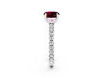 Round Cut Garnet Pavé Solitaire Ring in Silver with Round Pavé Band and Prong Setting_2