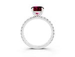 Round Cut Garnet Pavé Solitaire Ring in Silver with Round Pavé Band and Prong Setting_3