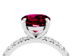 Round Cut Garnet Pavé Solitaire Ring in Silver with Round Pavé Band and Prong Setting_4