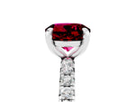 Round Cut Garnet Pavé Solitaire Ring in Silver with Round Pavé Band and Prong Setting_5