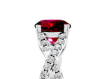 Round Cut Garnet Solitaire Ring in Platinum with Interwoven Pavé Band and Prong Setting_11