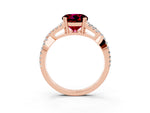 Round Cut Garnet Solitaire Ring in Rose gold with Interwoven Pavé Band and Prong Setting_3