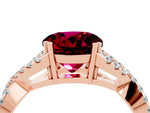 Round Cut Garnet Solitaire Ring in Rose gold with Interwoven Pavé Band and Prong Setting_4