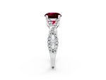Round Cut Garnet Solitaire Ring in White gold with Interwoven Pavé Band and Prong Setting_2
