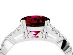 Round Cut Garnet Solitaire Ring in White gold with Interwoven Pavé Band and Prong Setting_4