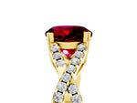 Round Cut Garnet Solitaire Ring in Yellow gold with Interwoven Pavé Band and Prong Setting_5