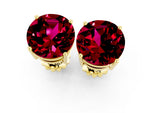 Round Cut Garnet Stud Earrings in Yellow gold with Basket Setting_1