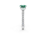 Round Cut Green Sapphire Pavé Solitaire Ring in Silver with Round Pavé Band and Prong Setting_2