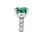 Round Cut Green Sapphire Pavé Solitaire Ring in Silver with Round Pavé Band and Prong Setting_5