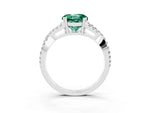 Round Cut Green Sapphire Solitaire Ring in Platinum with Interwoven Pavé Band and Prong Setting_9