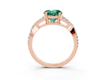 Round Cut Green Sapphire Solitaire Ring in Rose gold with Interwoven Pavé Band and Prong Setting_3