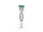 Round Cut Green Sapphire Solitaire Ring in White gold with Interwoven Pavé Band and Prong Setting_2