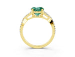 Round Cut Green Sapphire Solitaire Ring in Yellow gold with Interwoven Pavé Band and Prong Setting_3