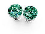 Round Cut Green Sapphire Stud Earrings in White gold with Basket Setting_1