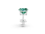 Round Cut Green Sapphire Stud Earrings in White gold with Basket Setting_2