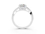 Round Cut Moissanite Solitaire Ring in Platinum with Interwoven Pavé Band and Prong Setting_9