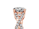 Round Cut Moissanite Solitaire Ring in Rose gold with Interwoven Pavé Band and Prong Setting_5