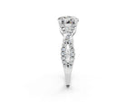 Round Cut Moissanite Solitaire Ring in White gold with Interwoven Pavé Band and Prong Setting_2