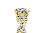 Round Cut Moissanite Solitaire Ring in Yellow gold with Interwoven Pavé Band and Prong Setting_5