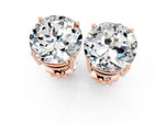 Round Cut Moissanite Stud Earrings in Rose gold with Basket Setting_1