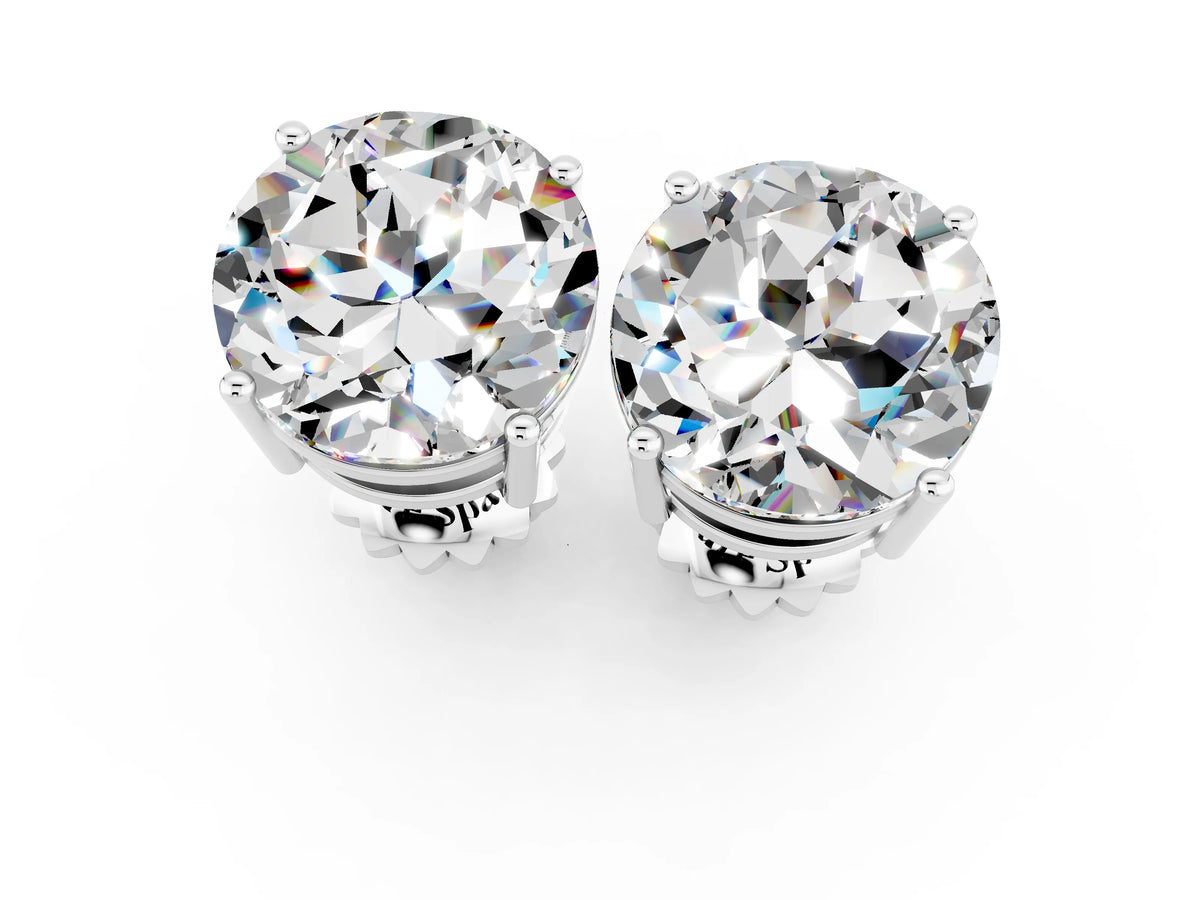 Round Cut Moissanite Stud Earrings in White gold with Basket Setting_1