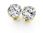 Round Cut Moissanite Stud Earrings in Yellow gold with Basket Setting_1