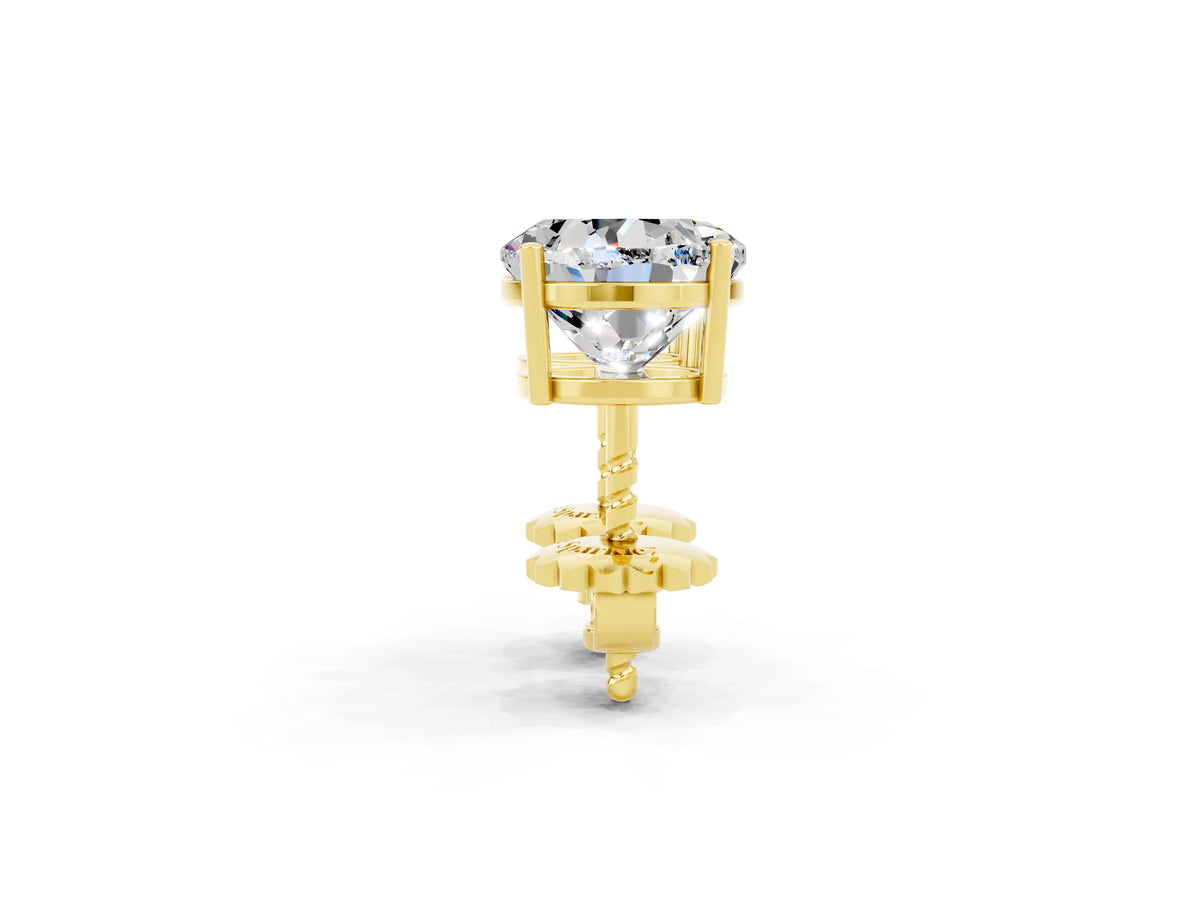 Round Cut Moissanite Stud Earrings in Yellow gold with Basket Setting_2