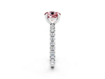 Round Cut Morganite Pavé Solitaire Ring in Silver with Round Pavé Band and Prong Setting_2