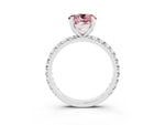 Round Cut Morganite Pavé Solitaire Ring in Silver with Round Pavé Band and Prong Setting_3