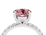 Round Cut Morganite Pavé Solitaire Ring in Silver with Round Pavé Band and Prong Setting_4