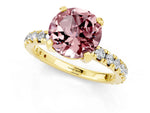 Round Cut Morganite Pavé Solitaire Ring in Yellow gold with Round Pavé Band and Prong Setting_1