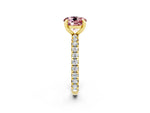 Round Cut Morganite Pavé Solitaire Ring in Yellow gold with Round Pavé Band and Prong Setting_2