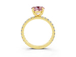 Round Cut Morganite Pavé Solitaire Ring in Yellow gold with Round Pavé Band and Prong Setting_3