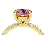 Round Cut Morganite Pavé Solitaire Ring in Yellow gold with Round Pavé Band and Prong Setting_4