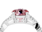 Round Cut Morganite Solitaire Ring in Platinum with Interwoven Pavé Band and Prong Setting_10