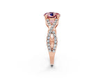 Round Cut Morganite Solitaire Ring in Rose gold with Interwoven Pavé Band and Prong Setting_2