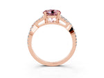 Round Cut Morganite Solitaire Ring in Rose gold with Interwoven Pavé Band and Prong Setting_3