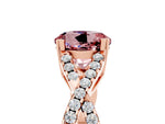 Round Cut Morganite Solitaire Ring in Rose gold with Interwoven Pavé Band and Prong Setting_5