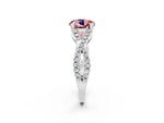 Round Cut Morganite Solitaire Ring in White gold with Interwoven Pavé Band and Prong Setting_2