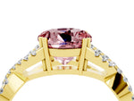 Round Cut Morganite Solitaire Ring in Yellow gold with Interwoven Pavé Band and Prong Setting_4