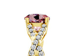 Round Cut Morganite Solitaire Ring in Yellow gold with Interwoven Pavé Band and Prong Setting_5