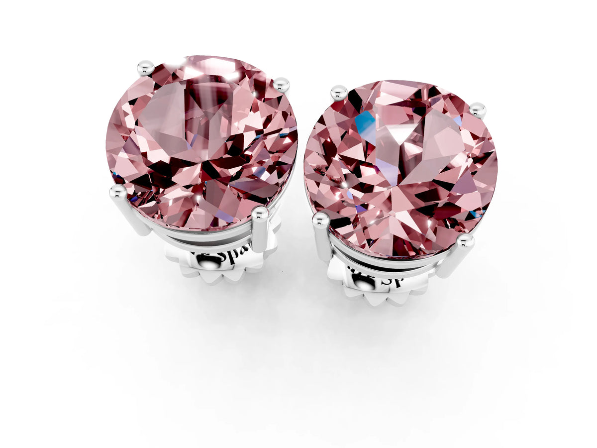 Round Cut Morganite Stud Earrings in White gold with Basket Setting_1