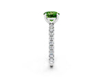 Round Cut Peridot Pavé Solitaire Ring in Silver with Round Pavé Band and Prong Setting_2