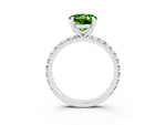 Round Cut Peridot Pavé Solitaire Ring in Silver with Round Pavé Band and Prong Setting_3