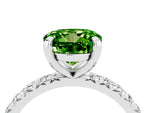 Round Cut Peridot Pavé Solitaire Ring in White gold with Round Pavé Band and Prong Setting_4