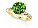 Round Cut Peridot Pavé Solitaire Ring in Yellow gold with Round Pavé Band and Prong Setting_1