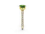 Round Cut Peridot Pavé Solitaire Ring in Yellow gold with Round Pavé Band and Prong Setting_2