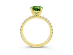 Round Cut Peridot Pavé Solitaire Ring in Yellow gold with Round Pavé Band and Prong Setting_3