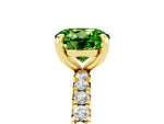 Round Cut Peridot Pavé Solitaire Ring in Yellow gold with Round Pavé Band and Prong Setting_5